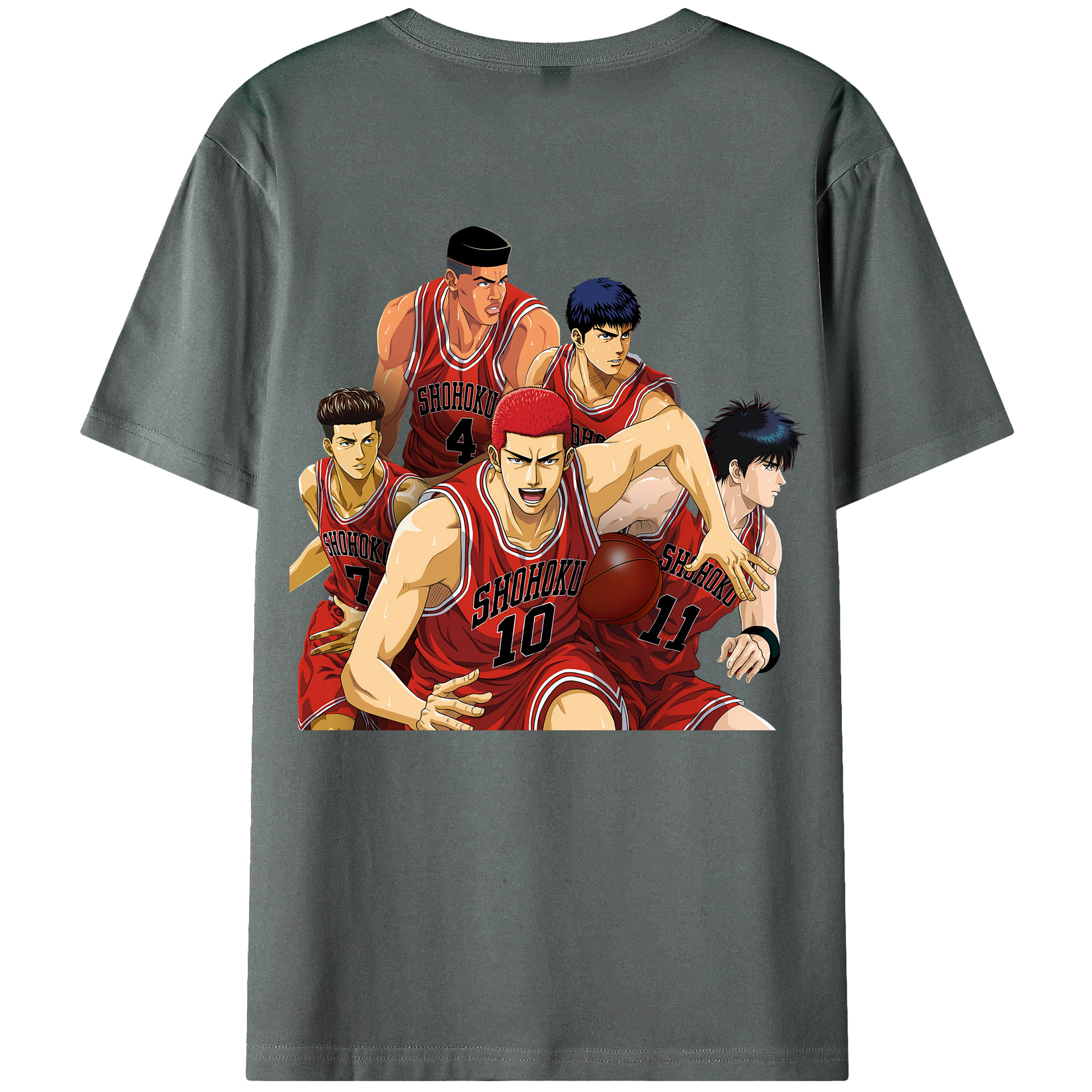 （画像用） SLAM DUNK／スラムダンク 綿100％ メンズ半袖Tシャツ（バックプリント） 通気性